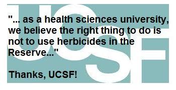 UCSF logo with herbicide statement